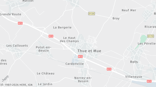 Carte de la zone d'intervention à Thue et Mue