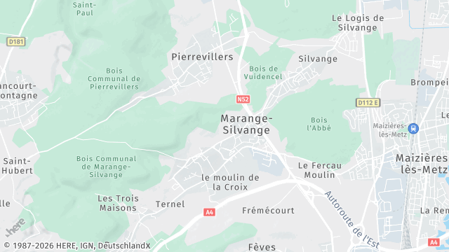 Carte de la zone d'intervention à Marange-Silvange