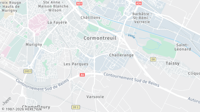 Carte de la zone d'intervention à Cormontreuil