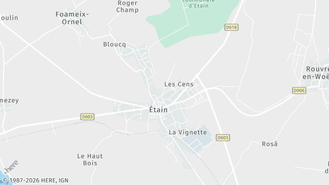 Carte de la zone d'intervention à Étain