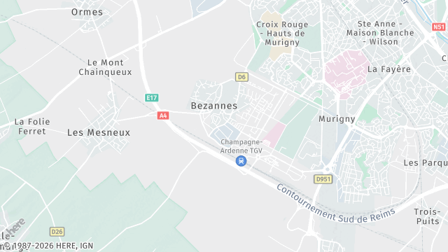 Carte de la zone d'intervention à Bezannes
