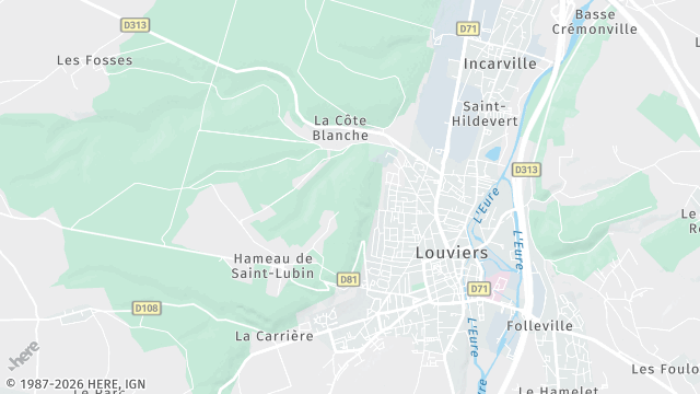 Carte de la zone d'intervention à Louviers
