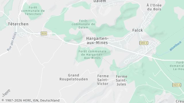 Carte de la zone d'intervention à Hargarten-aux-Mines
