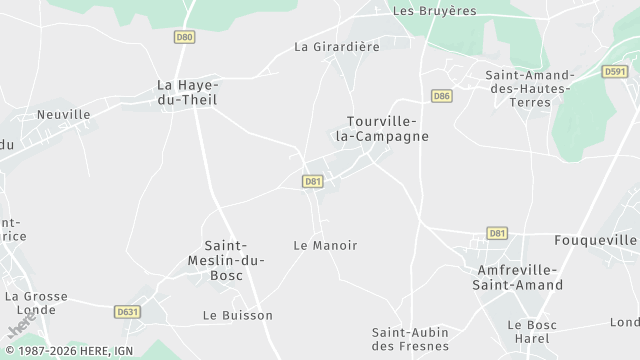 Carte de la zone d'intervention à Tourville-la-Campagne