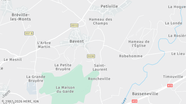 Carte de la zone d'intervention à Bavent