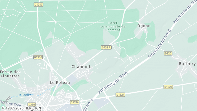Carte de la zone d'intervention à Chamant