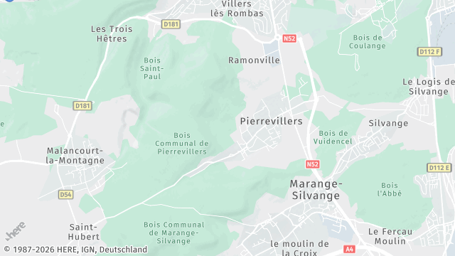 Carte de la zone d'intervention à Pierrevillers