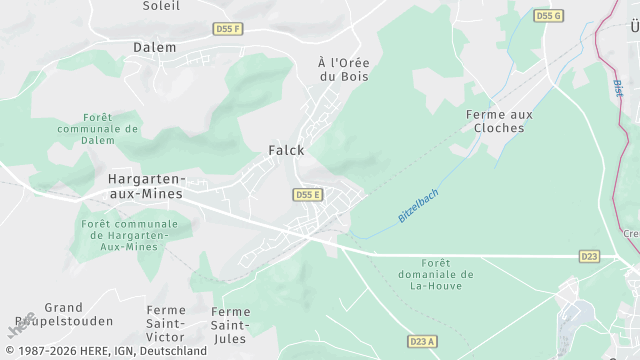 Carte de la zone d'intervention à Falck
