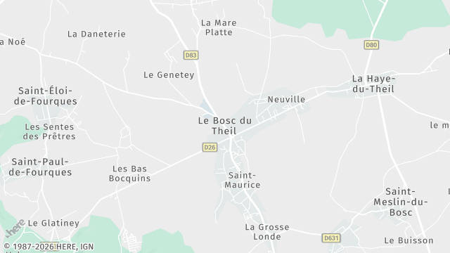 Carte de la zone d'intervention à Le Bosc du Theil