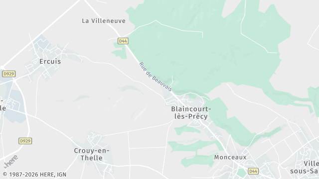 Carte de la zone d'intervention à Blaincourt-lès-Précy