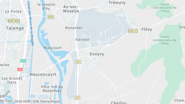 Carte de la zone d'intervention à Ennery