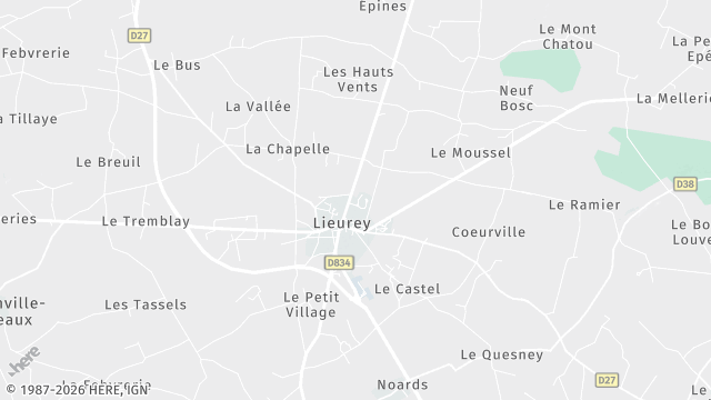 Carte de la zone d'intervention à Lieurey