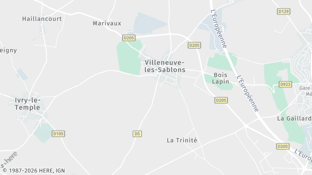 Carte de la zone d'intervention à Villeneuve-les-Sablons