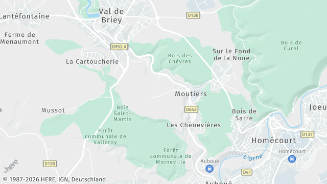 Carte de la zone d'intervention à Moutiers