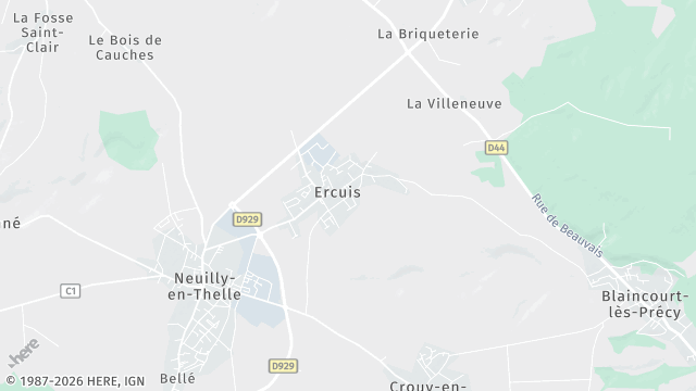 Carte de la zone d'intervention à Ercuis