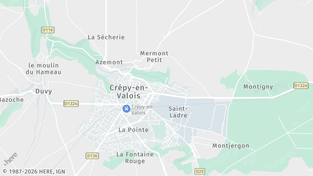 Carte de la zone d'intervention à Crépy-en-Valois