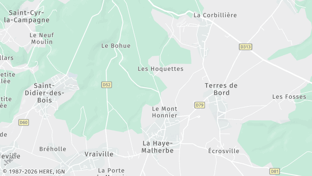 Carte de la zone d'intervention à La Haye-Malherbe