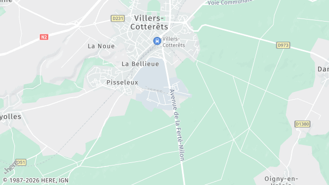 Carte de la zone d'intervention à Villers-Cotterêts