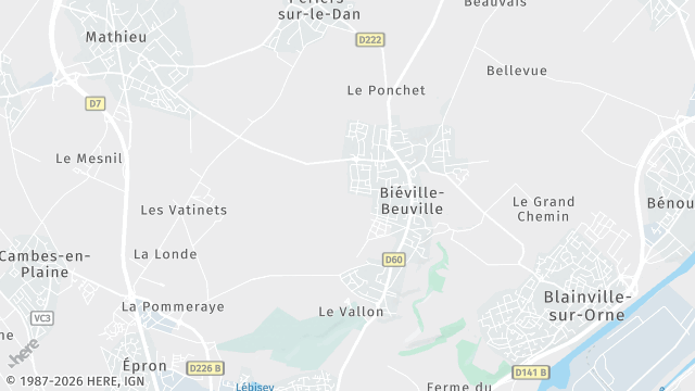 Carte de la zone d'intervention à Biéville-Beuville