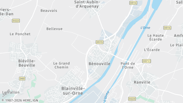 Carte de la zone d'intervention à Bénouville