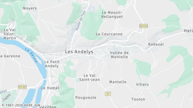 Carte de la zone d'intervention à Les Andelys
