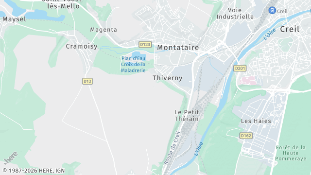 Carte de la zone d'intervention à Thiverny