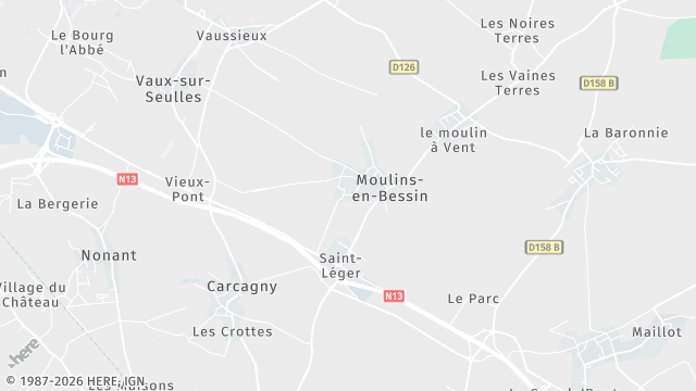 Carte de la zone d'intervention à Moulins-en-Bessin