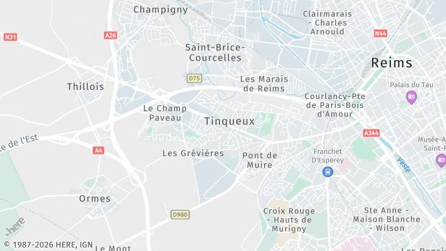Carte de la zone d'intervention à Tinqueux