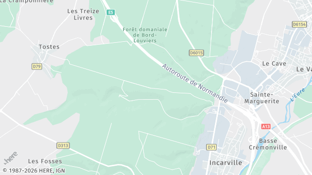 Carte de la zone d'intervention à Incarville