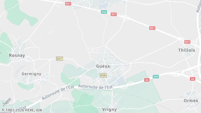 Carte de la zone d'intervention à Gueux