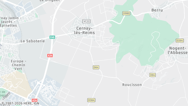 Carte de la zone d'intervention à Cernay-lès-Reims