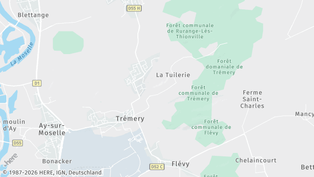 Carte de la zone d'intervention à Trémery