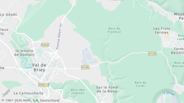 Carte de la zone d'intervention à Val de Briey