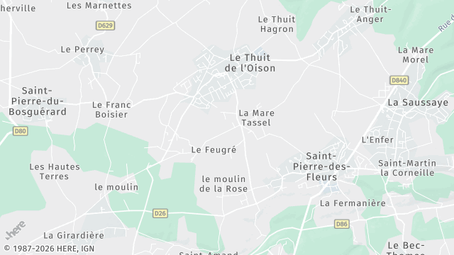 Carte de la zone d'intervention à Le Thuit de l'Oison
