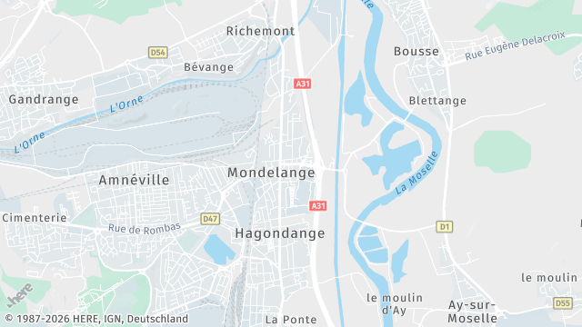 Carte de la zone d'intervention à Mondelange