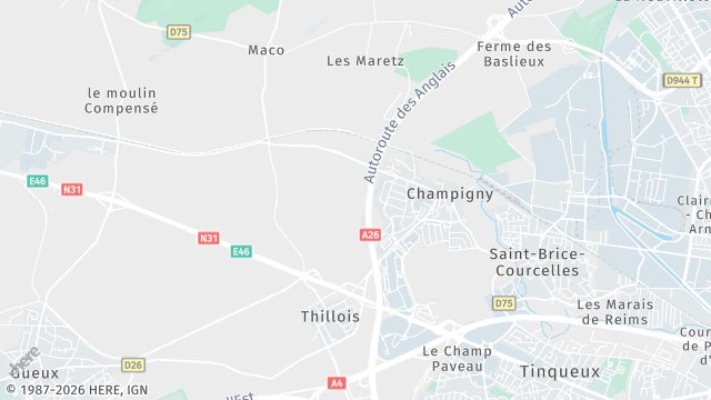 Carte de la zone d'intervention à Champigny
