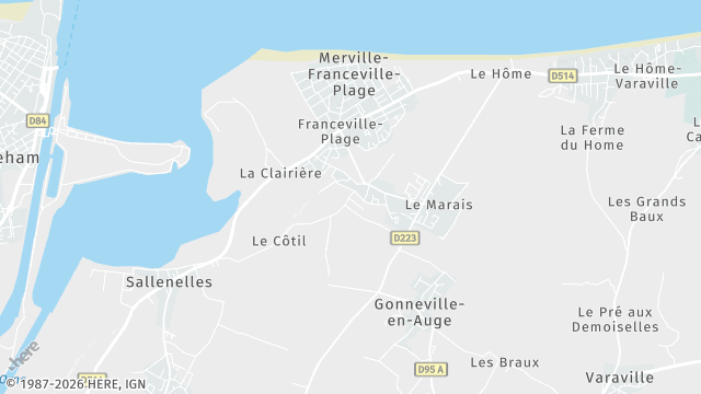 Carte de la zone d'intervention à Merville-Franceville-Plage