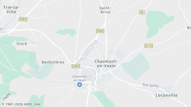 Carte de la zone d'intervention à Chaumont-en-Vexin
