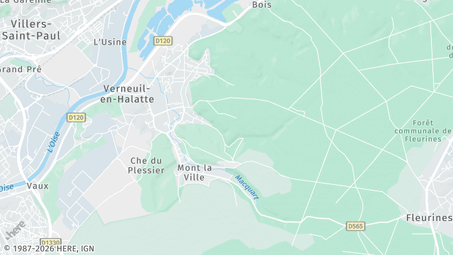 Carte de la zone d'intervention à Verneuil-en-Halatte