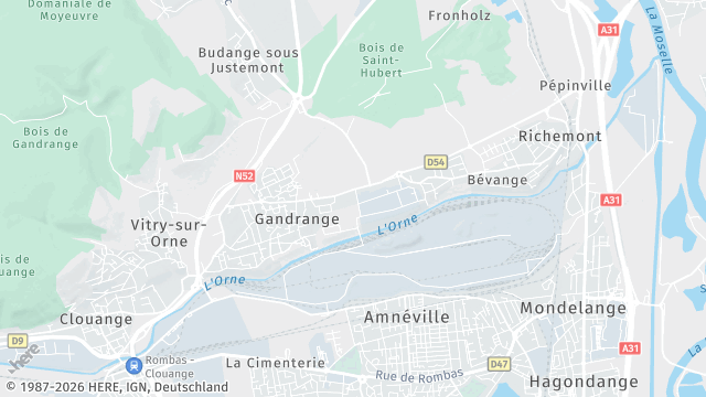 Carte de la zone d'intervention à Gandrange