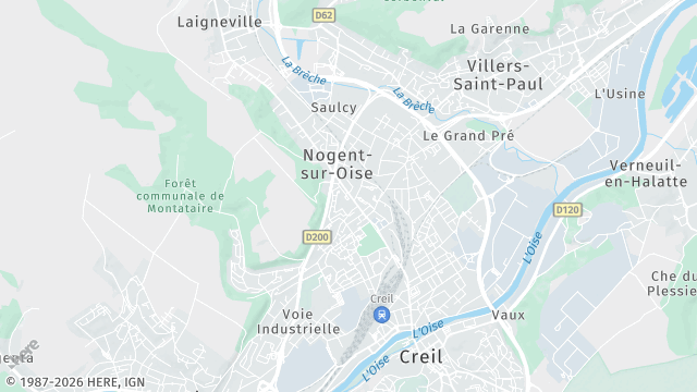 Carte de la zone d'intervention à Nogent-sur-Oise
