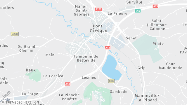 Carte de la zone d'intervention à Pont-l'Évêque