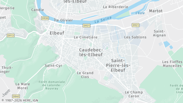 Carte de la zone d'intervention à Caudebec-lès-Elbeuf