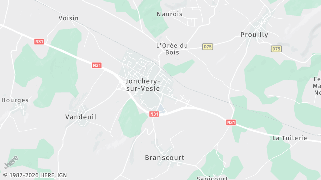 Carte de la zone d'intervention à Jonchery-sur-Vesle