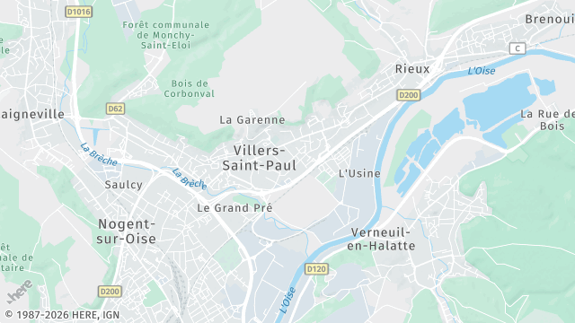 Carte de la zone d'intervention à Villers-Saint-Paul