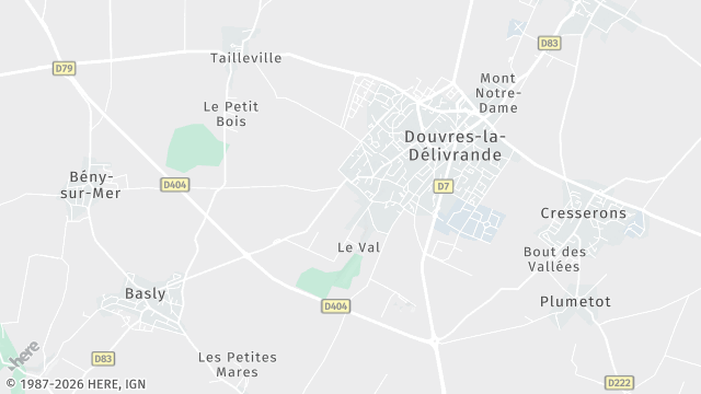 Carte de la zone d'intervention à Douvres-la-Délivrande