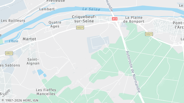 Carte de la zone d'intervention à Criquebeuf-sur-Seine