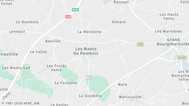 Carte de la zone d'intervention à Les Monts du Roumois