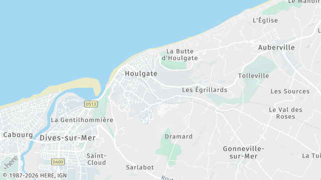 Carte de la zone d'intervention à Houlgate
