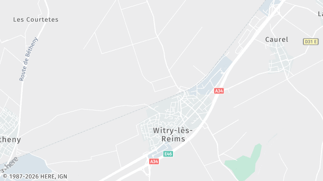 Carte de la zone d'intervention à Witry-lès-Reims